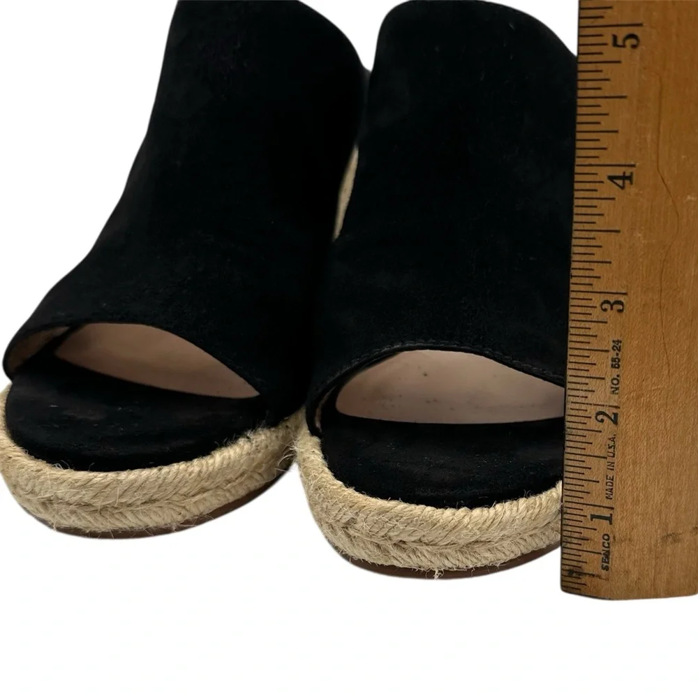 Stuart Weitzman Marabella Black Suede Espadrille Wedge Mules Sandals Size 9.5 - Picture 6 of 10